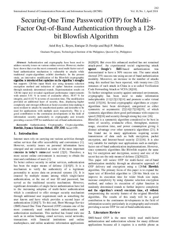 (PDF) Securing One Time Password (OTP) for Multi-Factor Out-of-Band ...