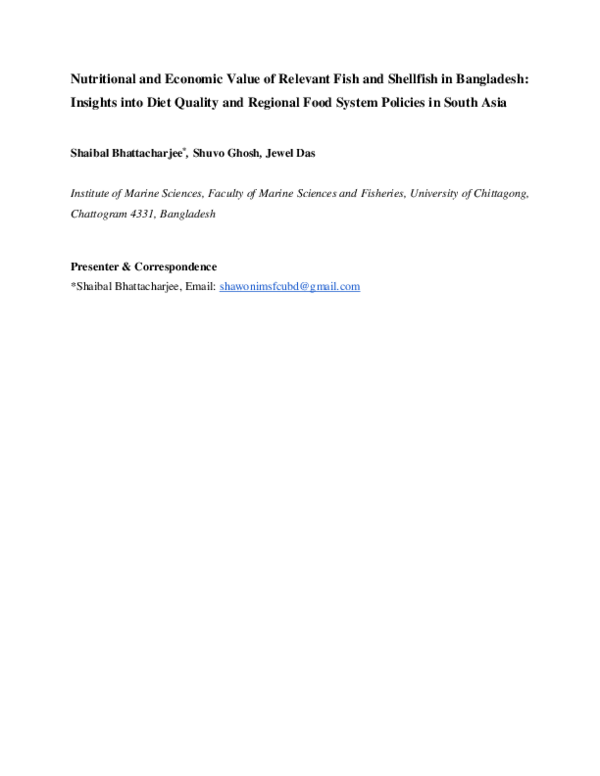 (PDF) Nutritional and Economic Value of Relevant Fish and Shellfish in ...
