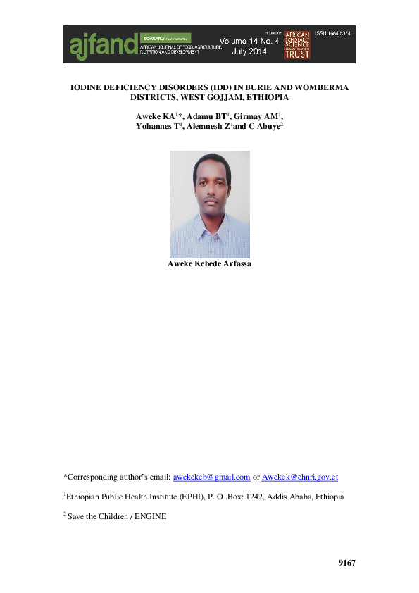 (PDF) Iodine Deficiency Disorders (IDD) in Burie and Womberma Districts ...