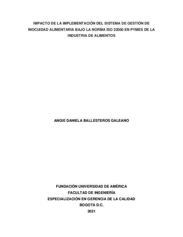 (PDF) Impacto de la implementación del sistema de gestión de inocuidad ...