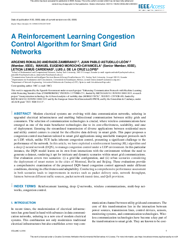 (PDF) A Reinforcement Learning Congestion Control Algorithm for Smart ...