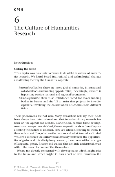 (PDF) The Culture of Humanities Research