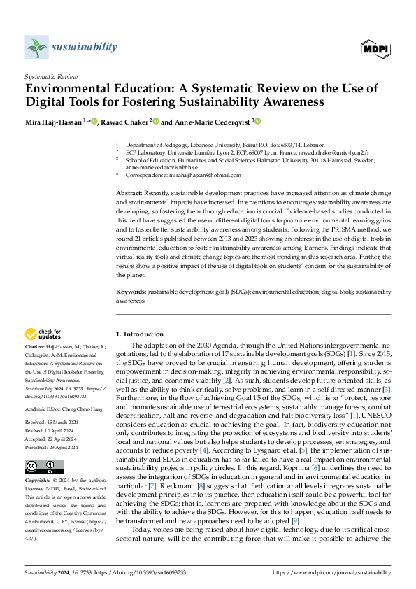 (PDF) Environmental Education: A Systematic Review on the Use of ...