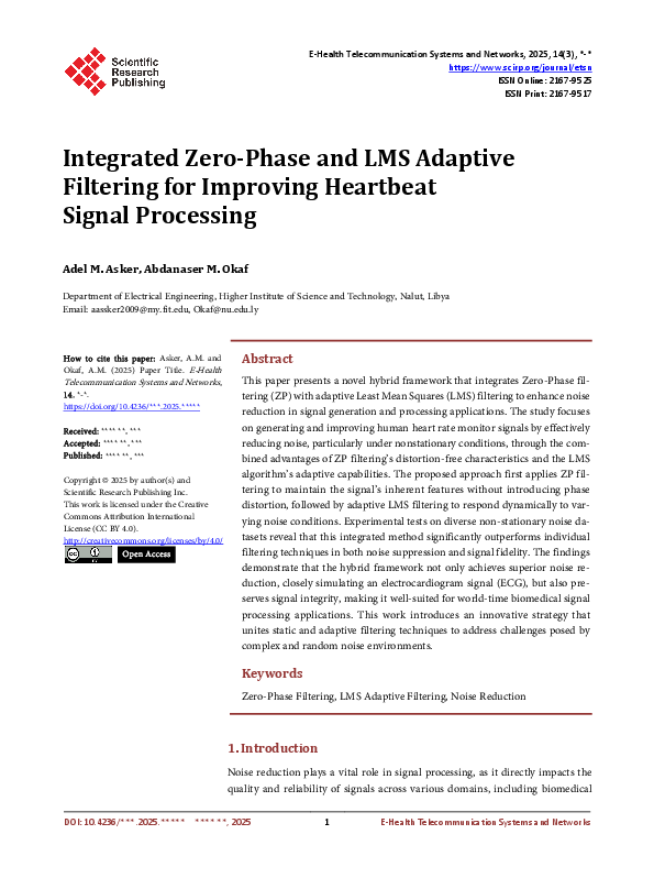 (PDF) Integrated Zero-Phase and LMS Adaptive Filtering for Improving ...