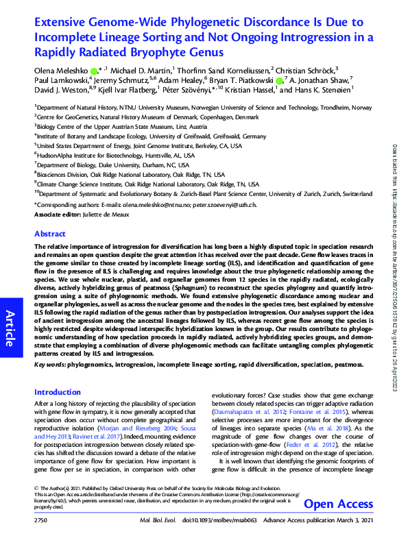 (PDF) Extensive Genome-Wide Phylogenetic Discordance Is Due to ...
