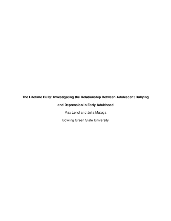 (PDF) The Lifetime Bully: Investigating the Relationship between ...