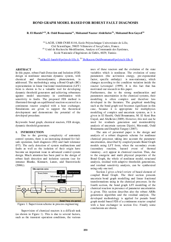 (PDF) Bond Graph Model Based For Robust Fault Diagnosis