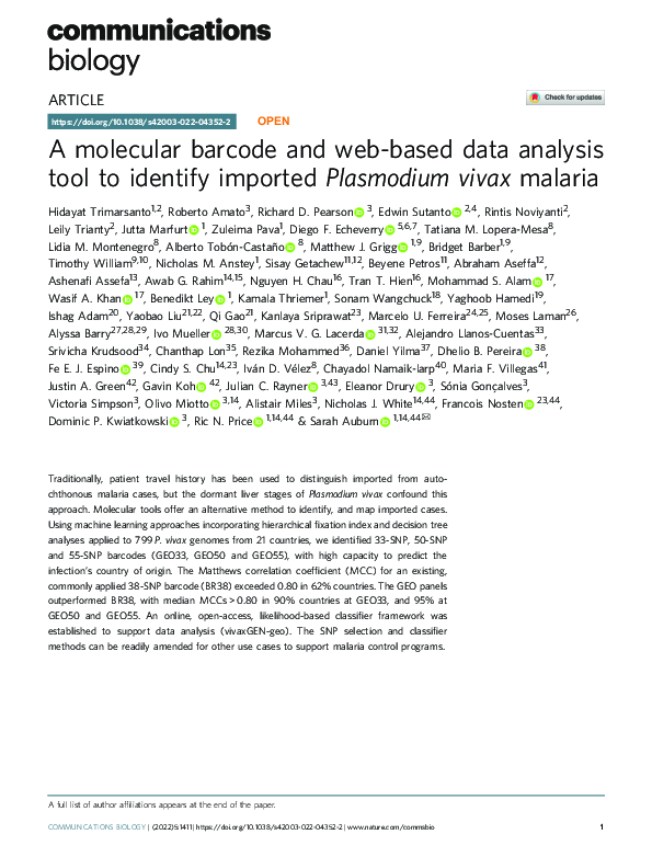 (PDF) A molecular barcode and web-based data analysis tool to identify ...