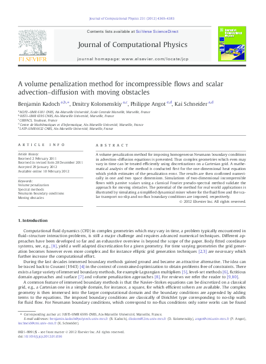 (PDF) A volume penalization method for incompressible flows and scalar ...