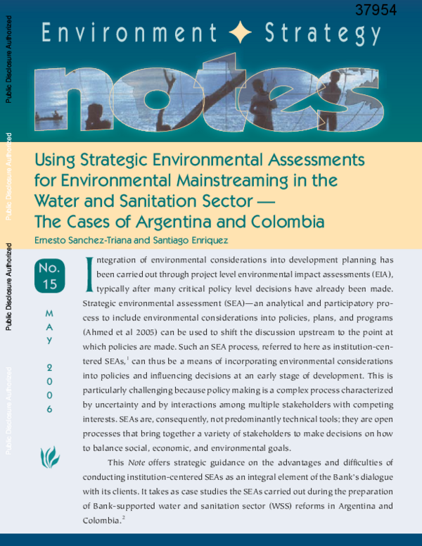 (PDF) Using strategic environmental assessments for environmental ...