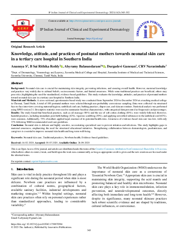 (PDF) Knowledge, attitude, and practices of postnatal mothers towards ...