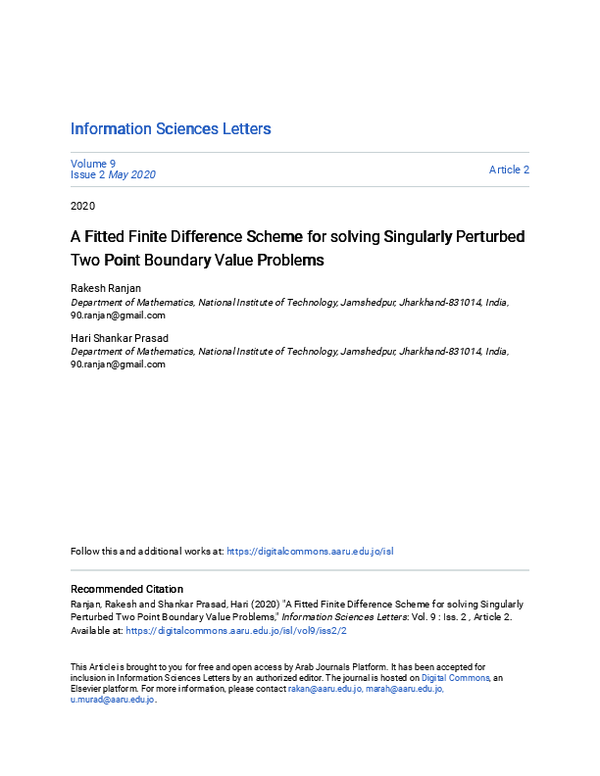 (PDF) A Fitted Finite Difference Scheme for solving Singularly ...