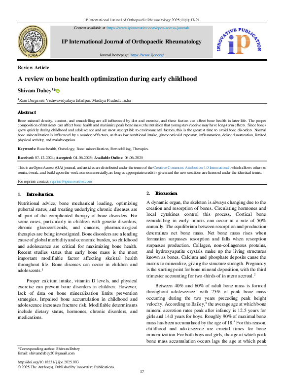 (PDF) A review on bone health optimization during early childhood