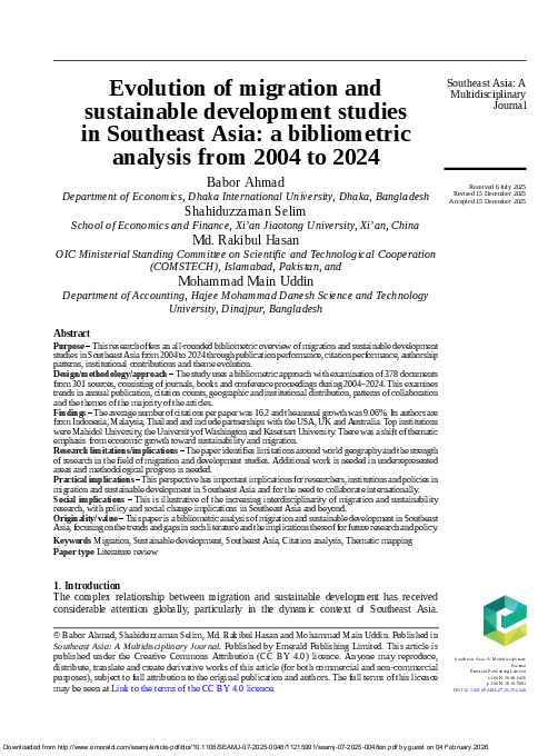 (PDF) Evolution of migration and sustainable development studies in ...