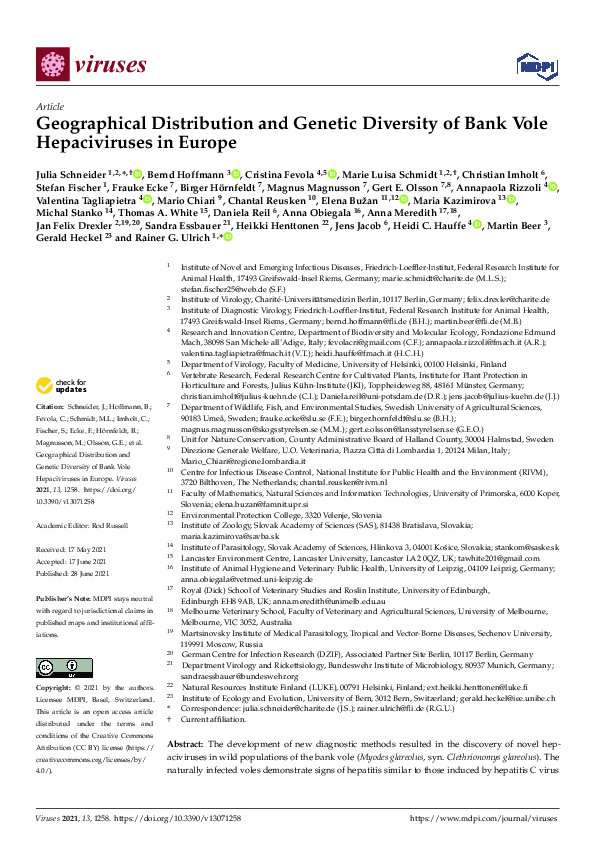 (PDF) Geographical Distribution and Genetic Diversity of Bank Vole ...