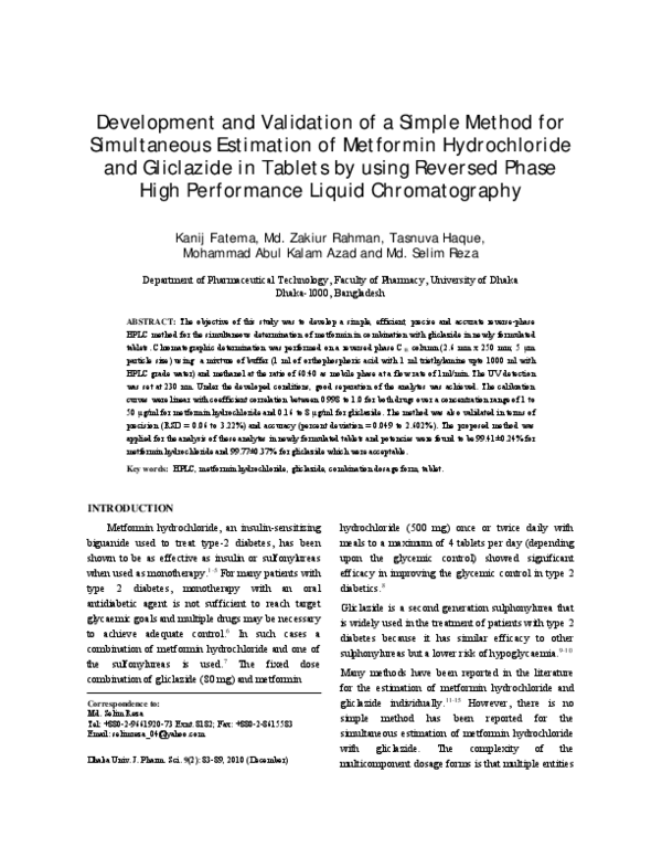 (PDF) Development and Validation of a Simple Method for Simultaneous ...