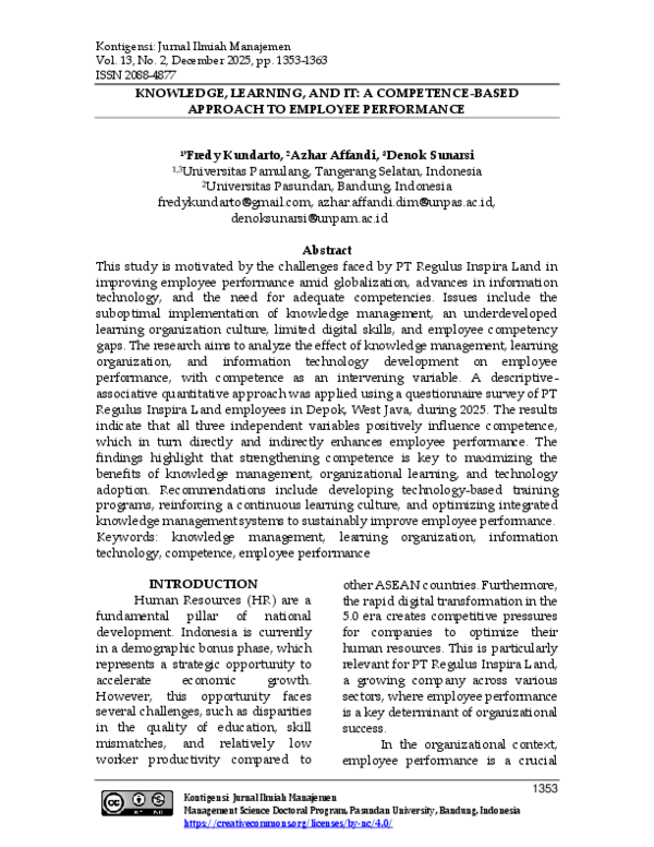 (PDF) KNOWLEDGE, LEARNING, AND IT: A COMPETENCE-BASED APPROACH TO ...