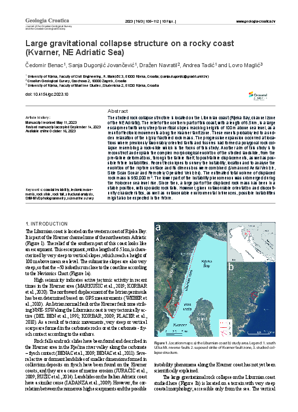 (PDF) Large gravitational collapse structure on a rocky coast (Kvarner ...