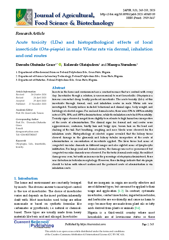 (PDF) Acute toxicity (LD50) and histopathological effects of local ...