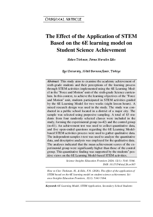 (PDF) The Effect of the Application of STEM Based on the 6E learning ...