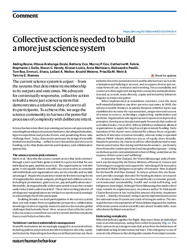(PDF) Collective action is needed to build a more just science system