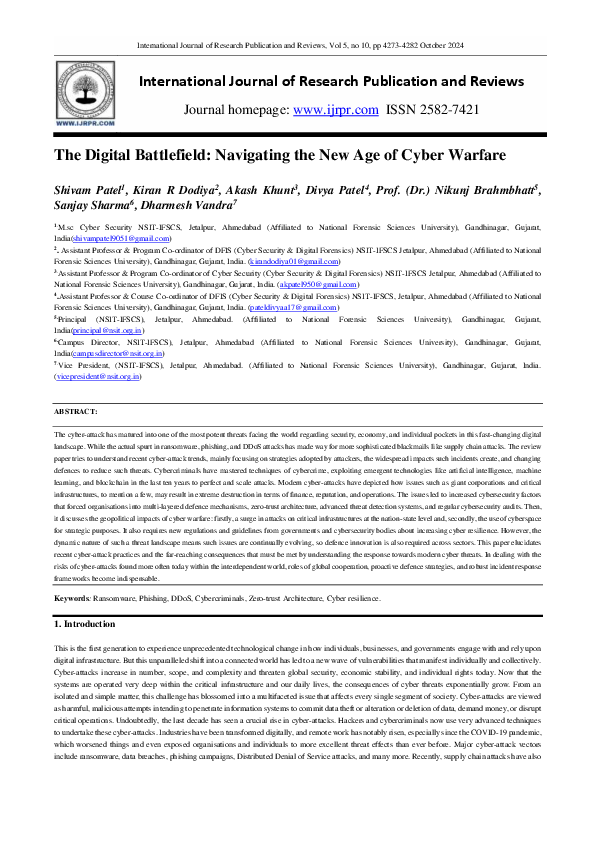 (PDF) The Digital Battlefield Navigating the New Age of Cyber Warfare