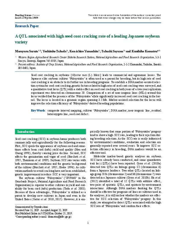 (PDF) QTL Analysis of Seed Coat Cracking in Soybean