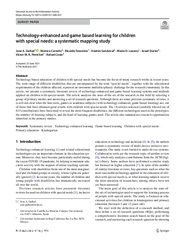 (PDF) Technology-enhanced and game based learning for children with ...