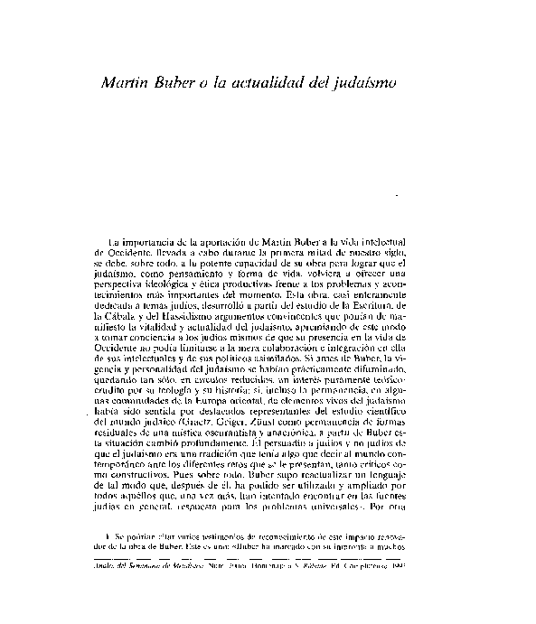(PDF) Martin Buber o la actualidad del judaísmo