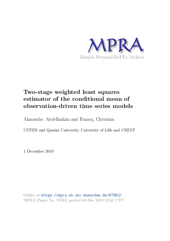 (PDF) Two-stage weighted least squares estimator of the conditional ...
