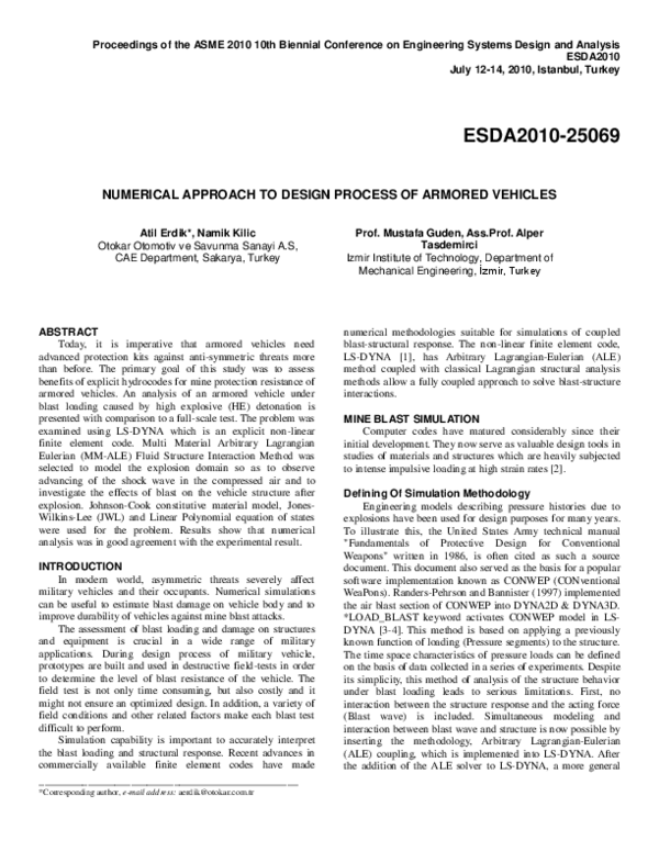 (PDF) Numerical Approach to Design Process of Armored Vehicles