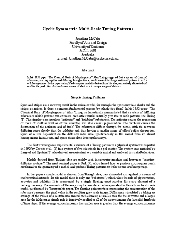 (PDF) Cyclic Symmetric Multi-Scale Turing Patterns