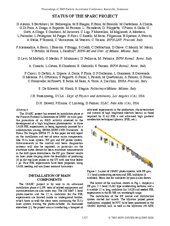 (PDF) Status of the SPARC project