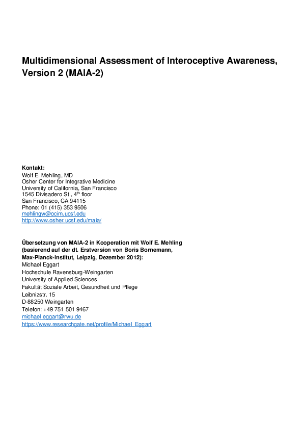 (PDF) Validation of the Multidimensional Assessment of Interoceptive ...