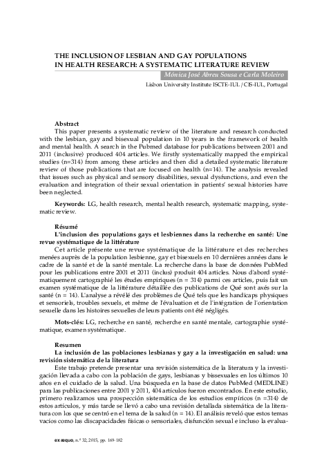 (PDF) The Inclusion of Lesbian and Gay Populations in Health Research ...