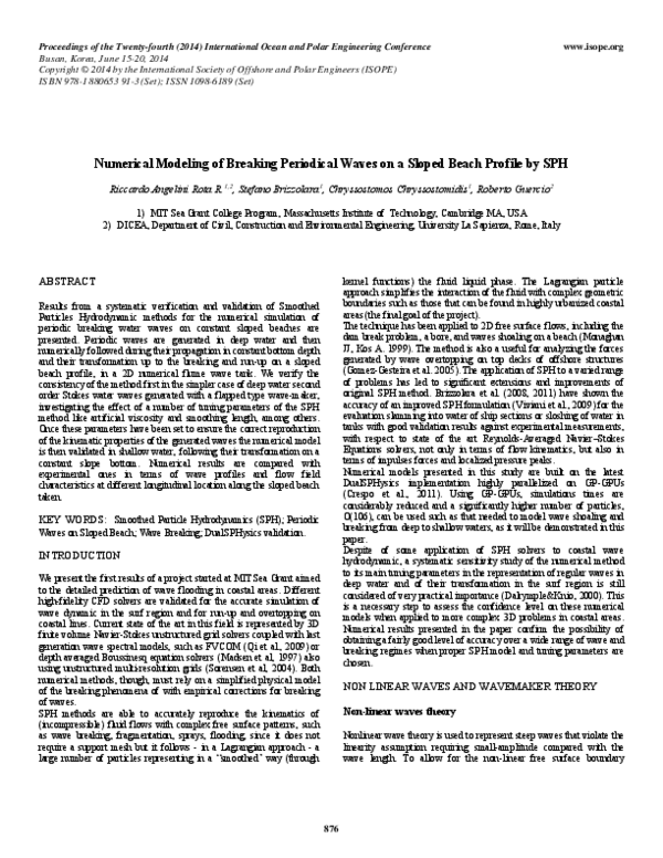 (PDF) Numerical Modeling of Breaking Periodical Waves on a Sloped Beach ...