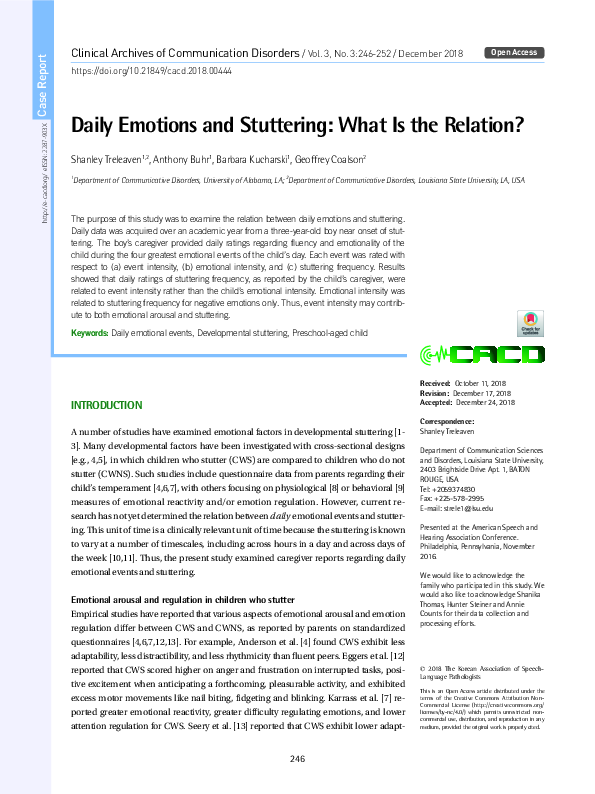 (PDF) Daily Emotions and Stuttering: What Is the Relation?