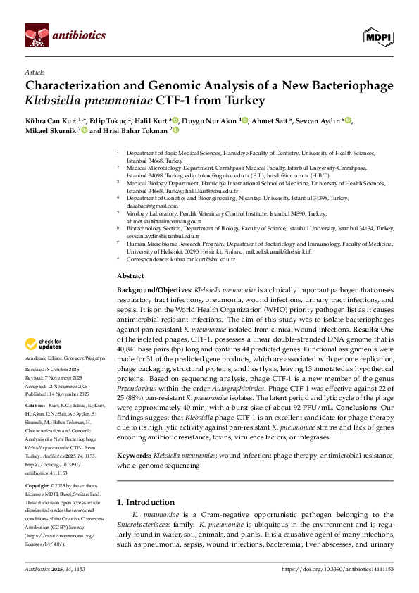 (PDF) Characterization and Genomic Analysis of a New Bacteriophage ...