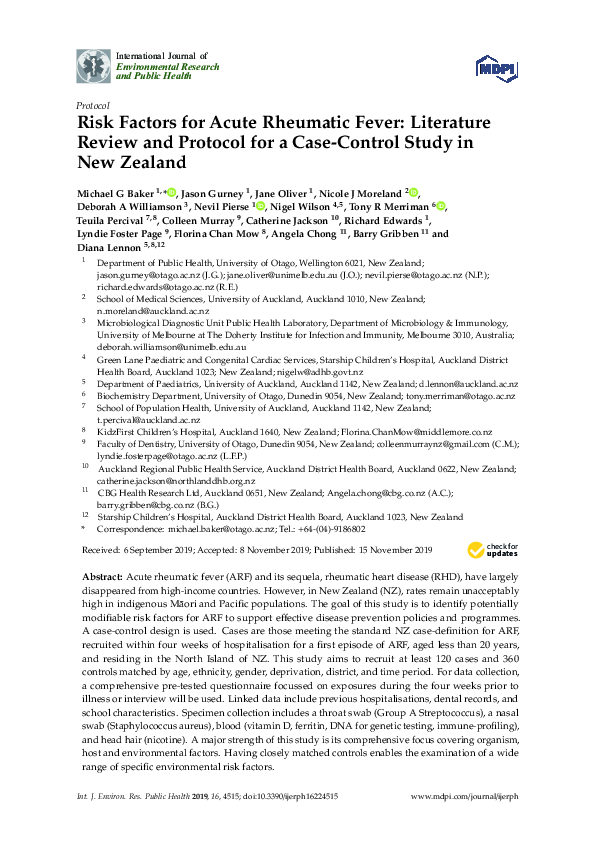 (PDF) Risk Factors for Acute Rheumatic Fever: Literature Review and ...