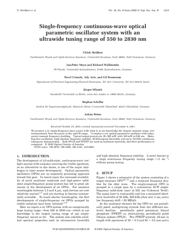 (PDF) Single-frequency continuous-wave optical parametric oscillator ...