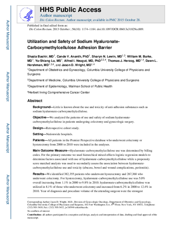 (PDF) Utilization and Safety of Sodium Hyaluronate ...