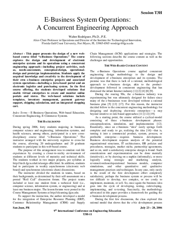 (PDF) E-Business System Operations: A Concurrent Engineering Approach