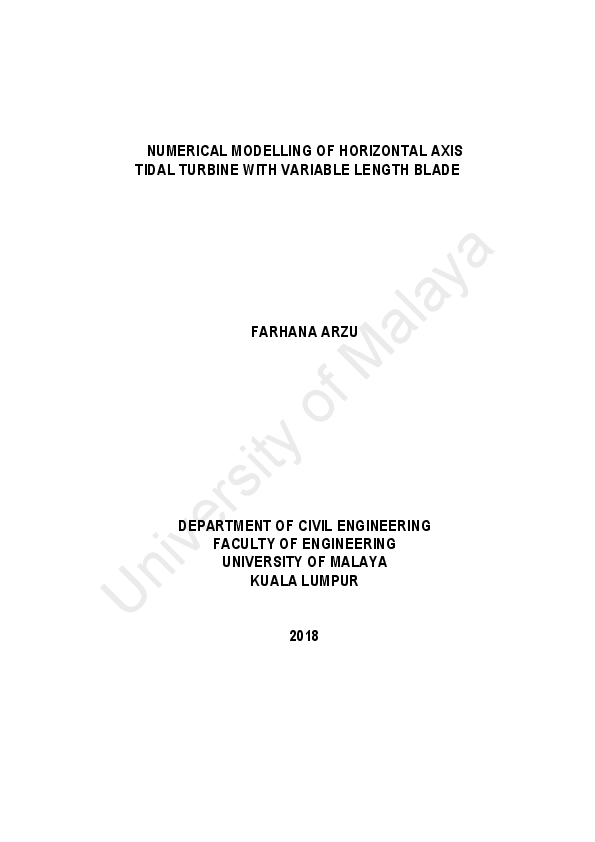 (PDF) Numerical modelling of horizontal axis tidal turbine with ...