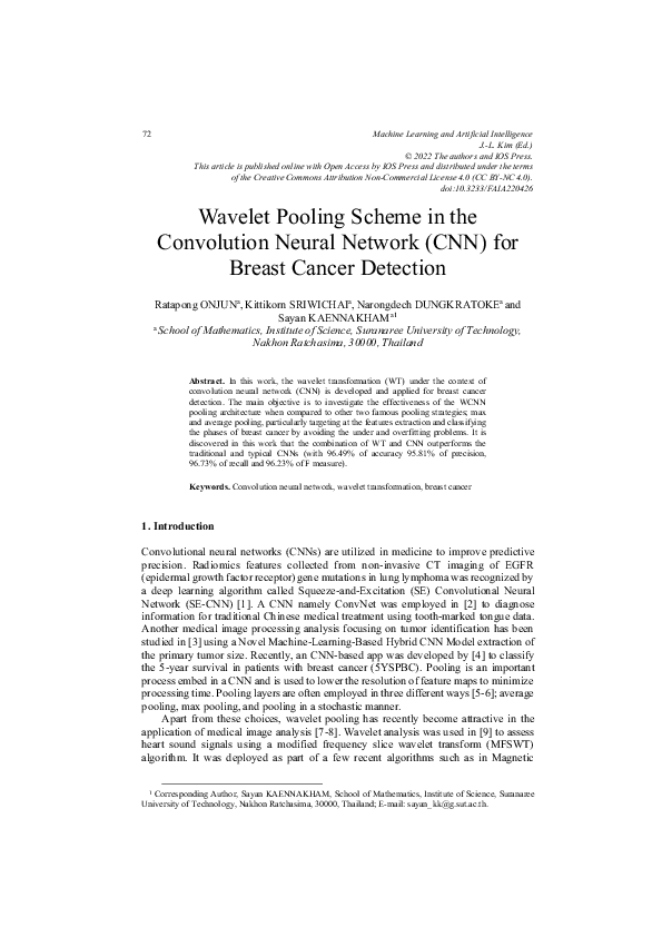 (PDF) Wavelet Pooling Scheme in the Convolution Neural Network (CNN ...