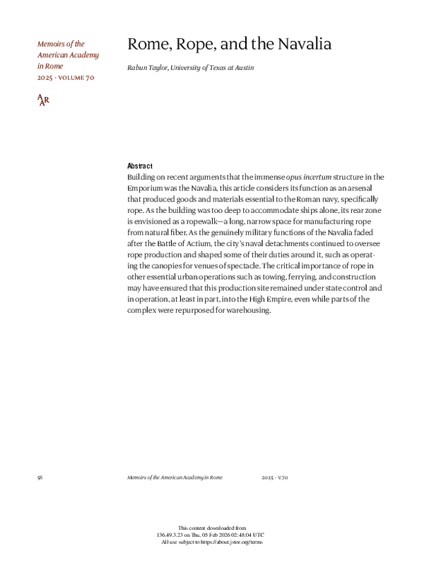 (PDF) Rome, Rope, and the Navalia