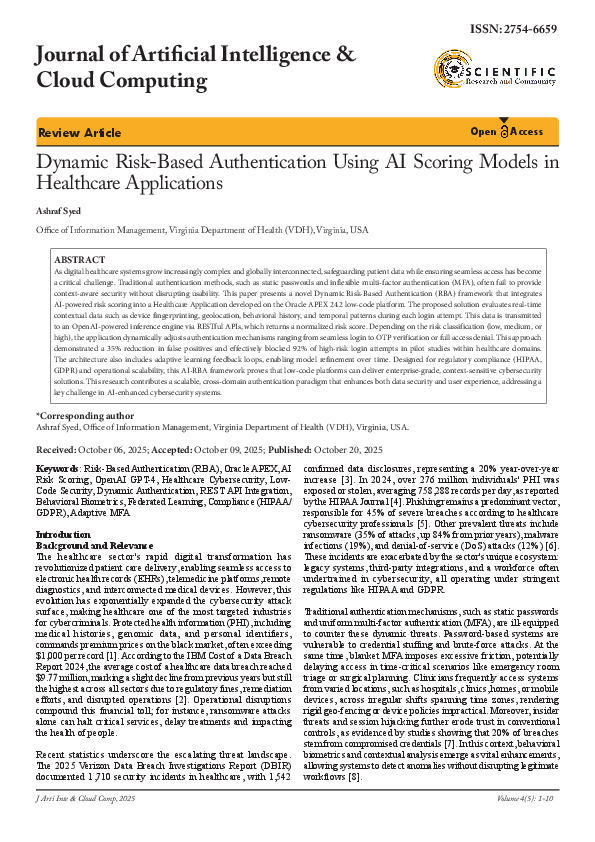 (PDF) Dynamic Risk-Based Authentication Using AI Scoring Models in ...