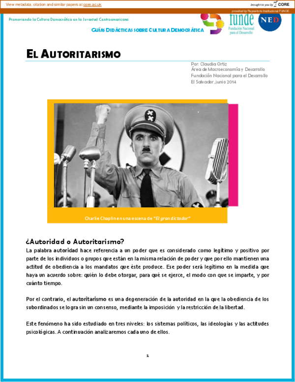 (PDF) Guías didácticas sobre cultura democrática : Autoritarismo