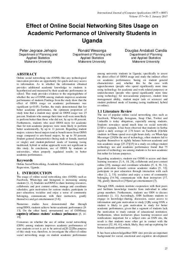 (PDF) Effect of Online Social Networking Sites Usage on Academic ...