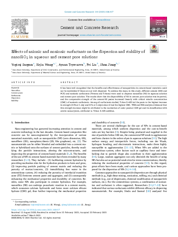 (PDF) Effects of anionic and nonionic surfactants on the dispersion and ...
