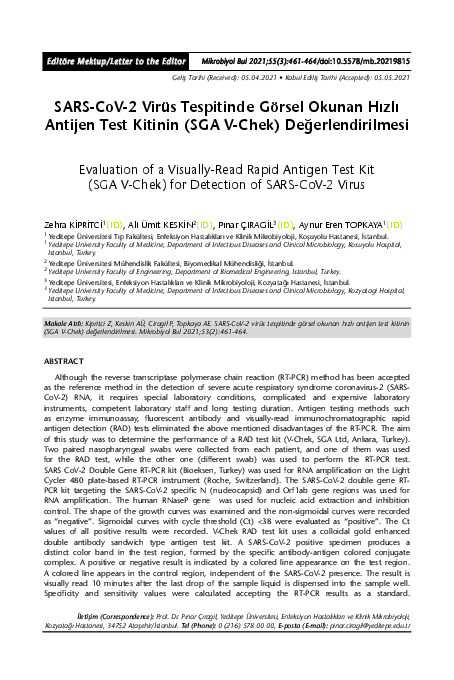 (PDF) Evaluation of a Visually-Read Rapid Antigen Test Kit (SGA V-Chek ...